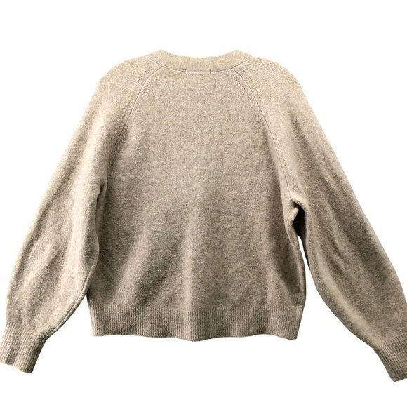 Uniqlo Souffle Yarn Cardigan Womens S Beige Sweater V-Neck Button Front - Picture 2 of 11